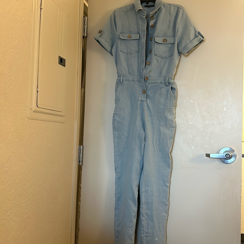 Haute monde denim jumpsuit